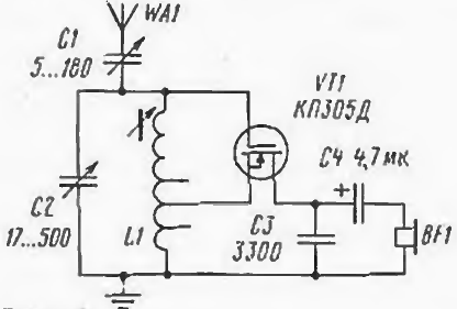 схема детекторного приёмника с полевым транзистором