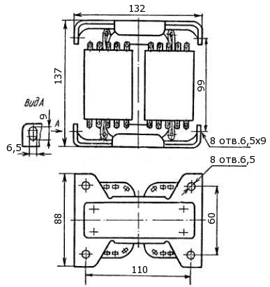 Конструкция трансформатора питания ТПП319 на 50 Гц, 127/220 В
