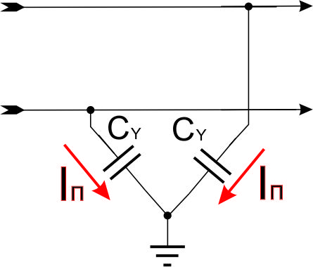 Y-конденсатор, схема фильтрации