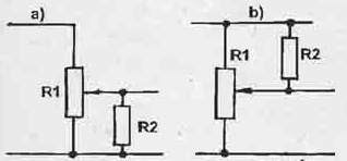 схема Аналога переменного резистора с логарифмической и показательной зависимостью сопротивления