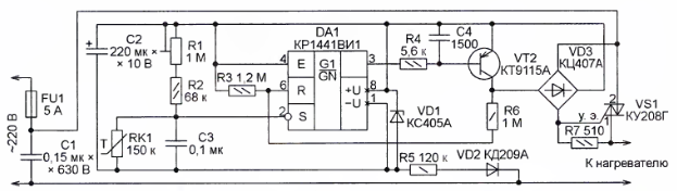 схема терморегулятора на NE555