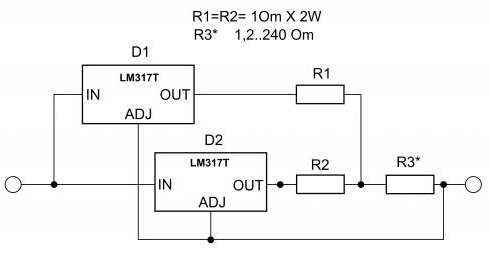 параллельное включение LM317 для стабилизации тока