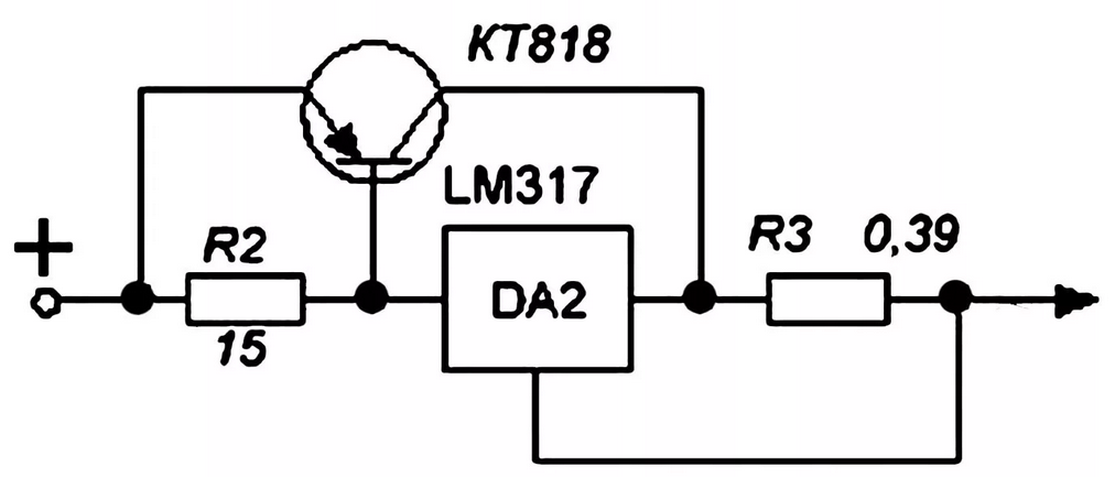 схема мощного стабилизатора тока на LM317