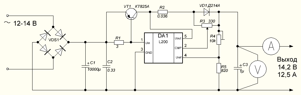 Схема зарядного устройства для автомобильного аккумулятора на L200