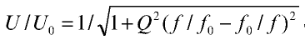 Обобщенная резонансная кривая колебательного контура, уравнение