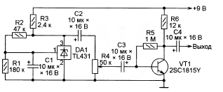 схема генератора шума с усилением сигналана транзисторе