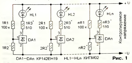 Схема светодиодного индикатора непрерывного типа