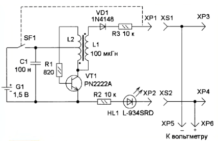 схема пробника для LED светодиодов и матриц